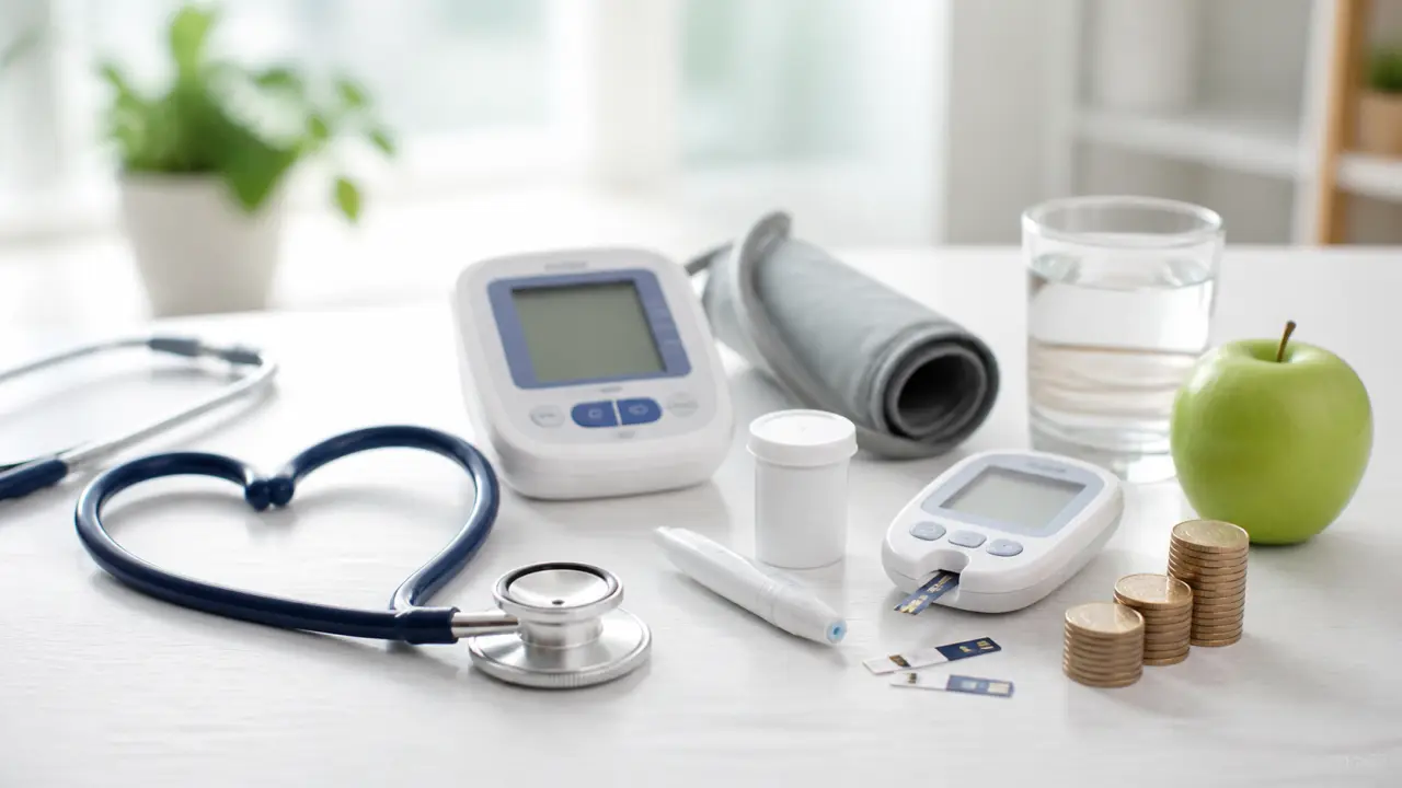 Professionnel de santé expliquant un bilan cardiovasculaire à un patient dans un cabinet moderne