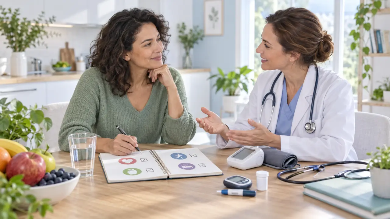 Professionnel de santé présentant les examens essentiels d'un bilan médical